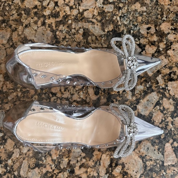 MACH & MACH NEW Double Bow PVC Clear Pumps Heels Crystal - Picture 11 of 16
